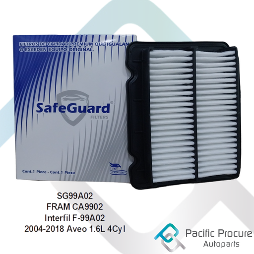 [SG99A02] Filtro Aire Safe-Guard, 2004-2018 Aveo 1.6L 4Cyl
